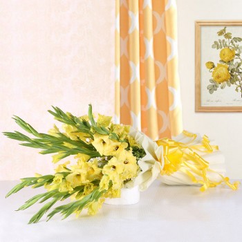 10 Yellow Glads with White Packing paper