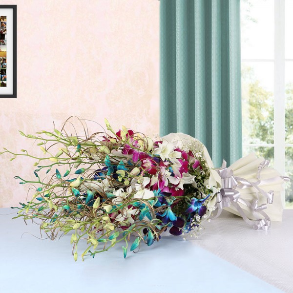 15 Assorted Orchids (White,Blue,Purple)