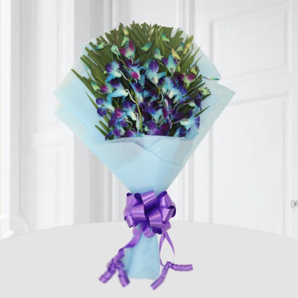 6 Blue Orchids - Arica Palm Leaves - Blue special paper