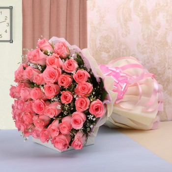 40 Pink Roses in Paper Packing