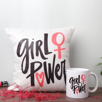 Girl Power Combo of Cushion and Mug
