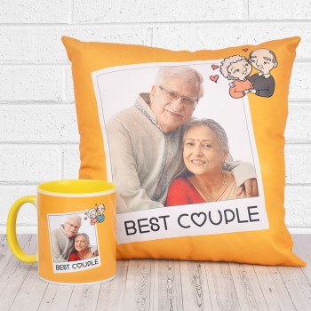Combo of Personalised Cushion and Coffee Mug for Parents