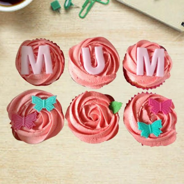 6 Designer Vanilla Fondant Cupcakes for Mother