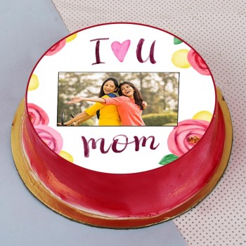 One Kg Strawberry Personalised Photo Cake for Mom