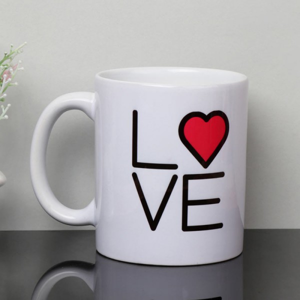 One Printed "Love" Theme White Mug (350 ml)
