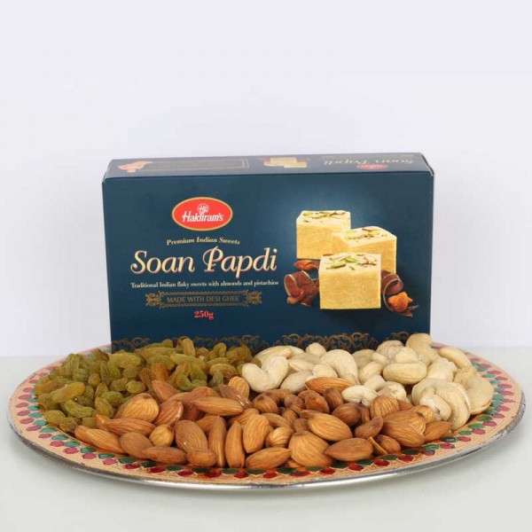 Dryfruit Thali with Soan Papdi