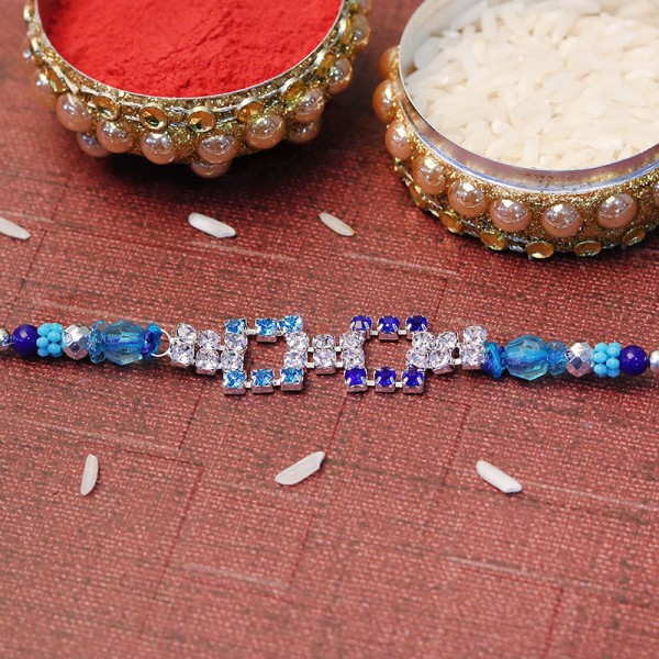 Designer Blue Stone Rakhi