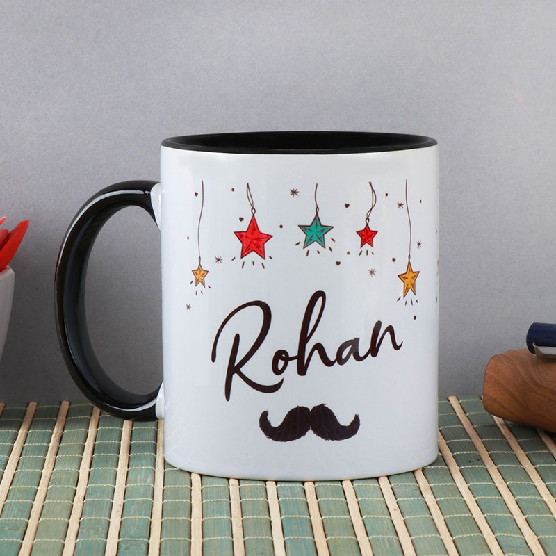 One Personalised Black Handle Ceramic Mug