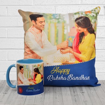 Personalised Coffee Mug and Cushion for Rakhi
