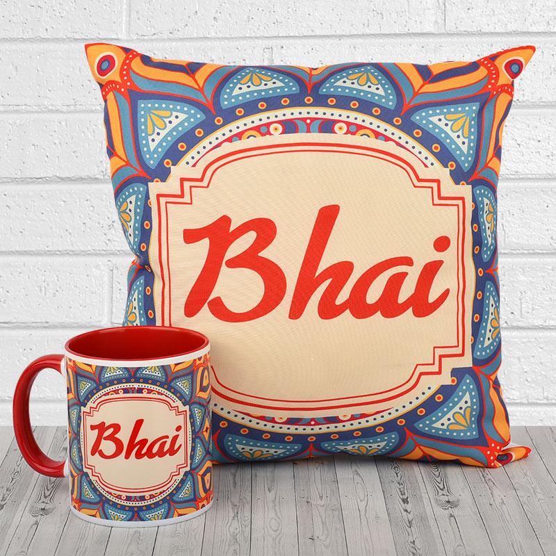 Traditional Design Printed Cushion and Mug for Brother