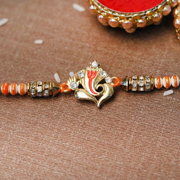 Designer Gold Ganesha Rakhi