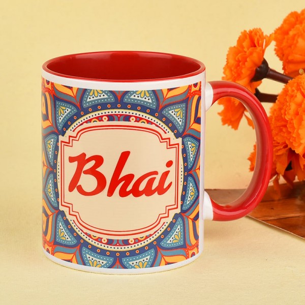 Traditional Design Printed Mug for Bhai