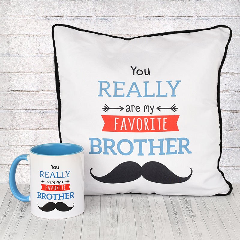 Funky Quote Printed Mug and Cushion for Brother
