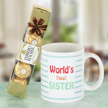 Best Sister Printed Mug and Ferrero Rocher Chocolate