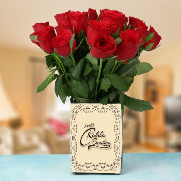 15 Red Roses in 1 Glass Vase