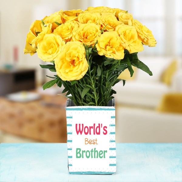 15 Yellow Roses in 1 Glass Vase