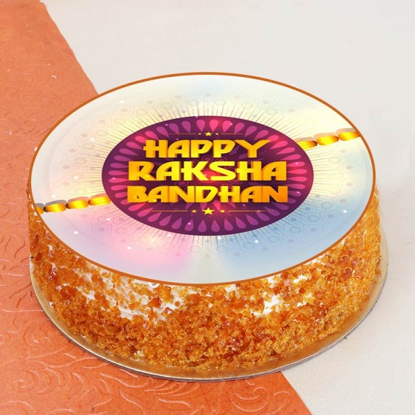 One Kg Butterscotch Cream Photo Printed Cake for Rakhi