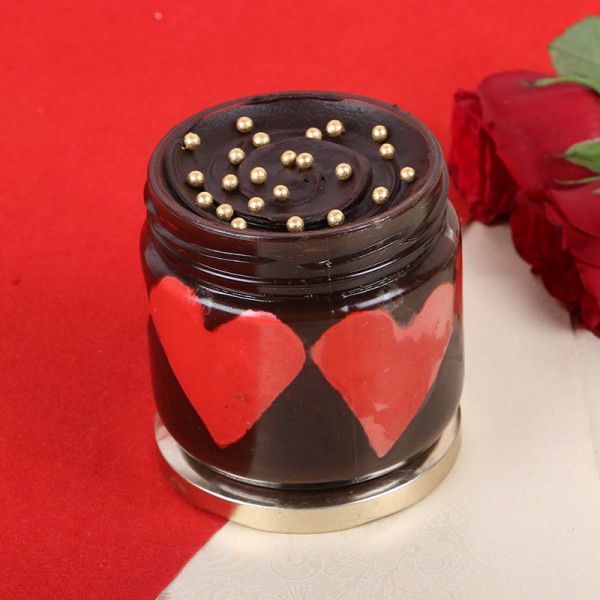 One Chocolate and Hearts in Jar