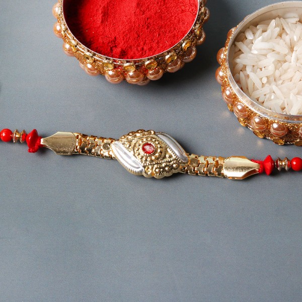 Designer Gold Chain Rakhi 