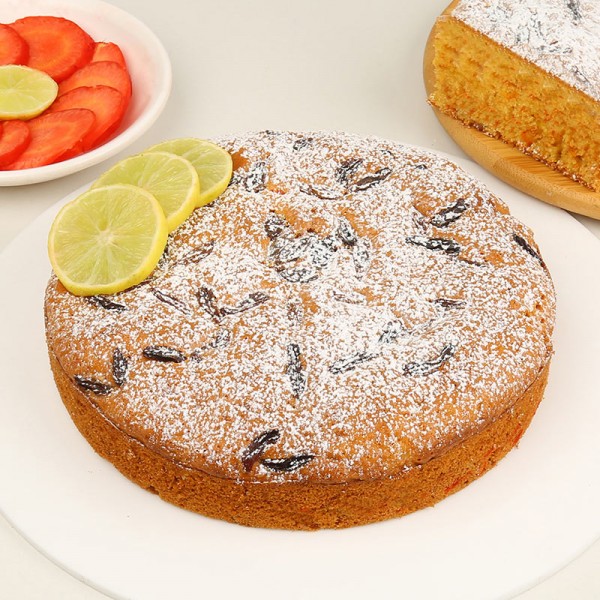 Half Kg Carrot Plum cake Topped with Lemons