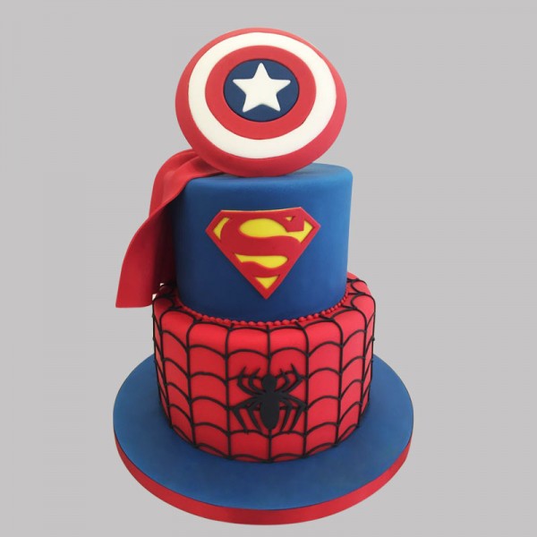 Order Tiered Avengers Fondant Cake Online, Price Rs.7200 | FlowerAura