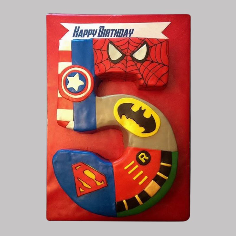 2 Kg Avenger Theme Fondant Chocolate 5 Number Cake