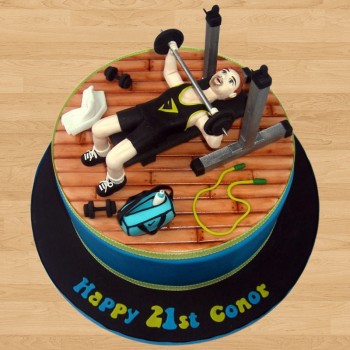 One Kg Birthday Theme Gym Chocolate Fondant Cake