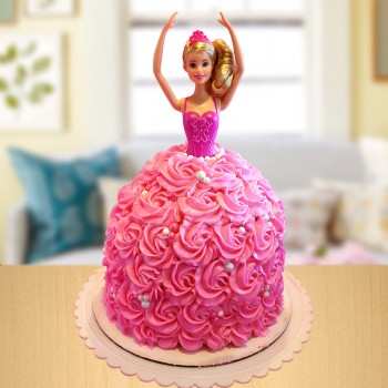 Pink Rose Barbie Cake