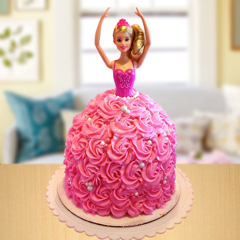 2 Kg Barbie Theme Vanilla Cream Cake