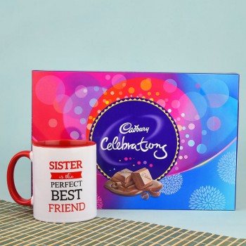 Best Friend Printed Mug for Sister with Cadbury Celebration Pack