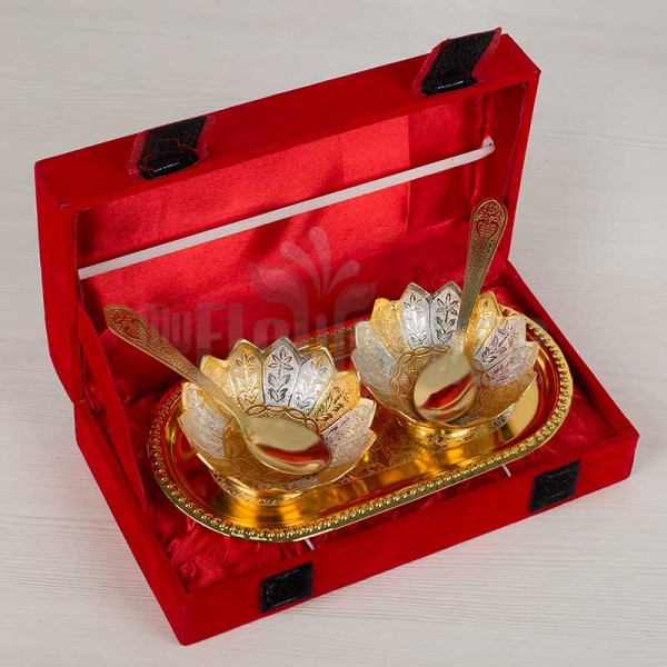 Gold Palted Gift Box of Bowl Spoon