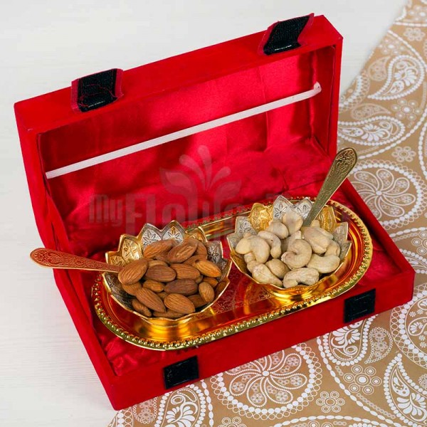 Golden Bowl Set with Dryfruits