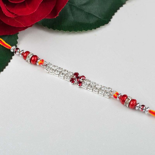 Silver and Red Rakhi