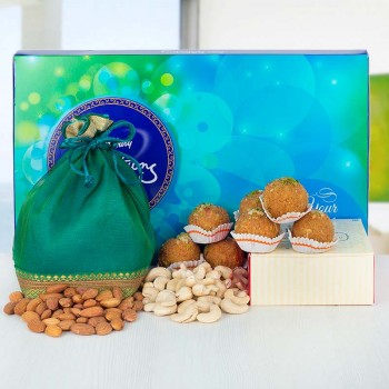 Cadbury Celebration with Besan Ladoo and Dryfruits Potli