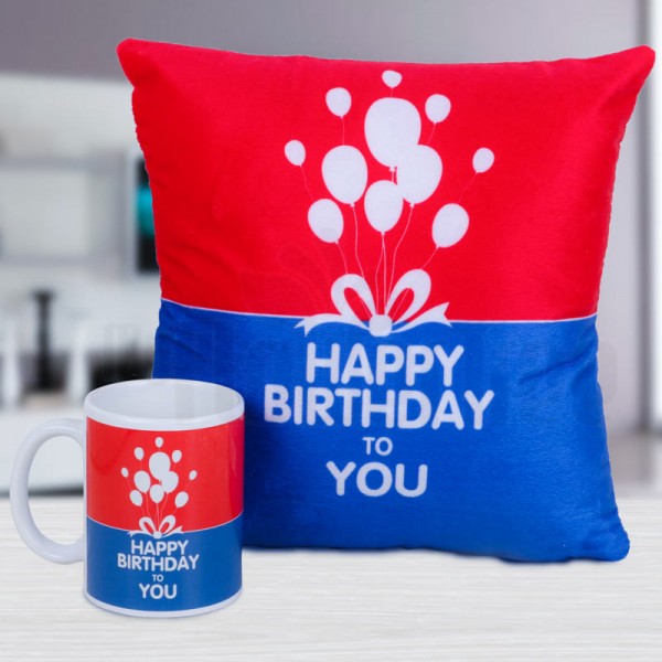 Happy Birthday Combo of Mug and Cushion