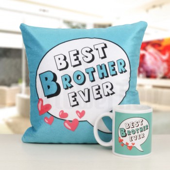 Best Brother Ever Printed Mug and Cushion for Brother