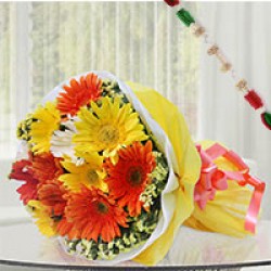 Sameday Delivery Rakhi with Flowers