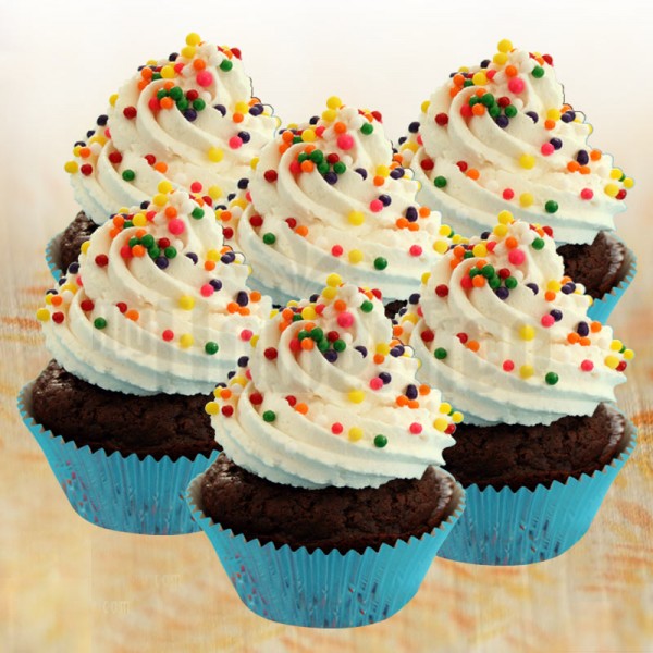 Set of 4 Chocolate Rainbow Cupcakes