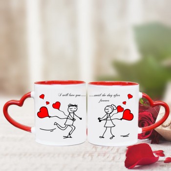 Heart Handle Mugs for Couple