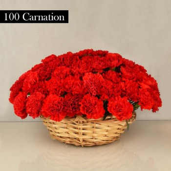 100 Red Carnations Basket Arrangement 