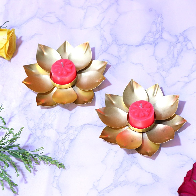 Golden Designer Diya Stand