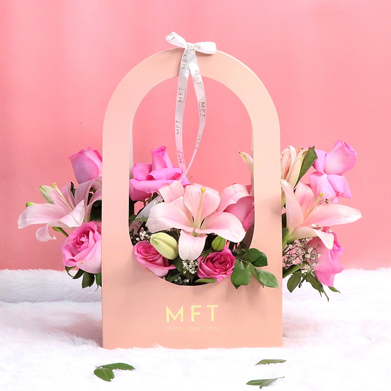 Roses N Lilies Handbag Arrangement