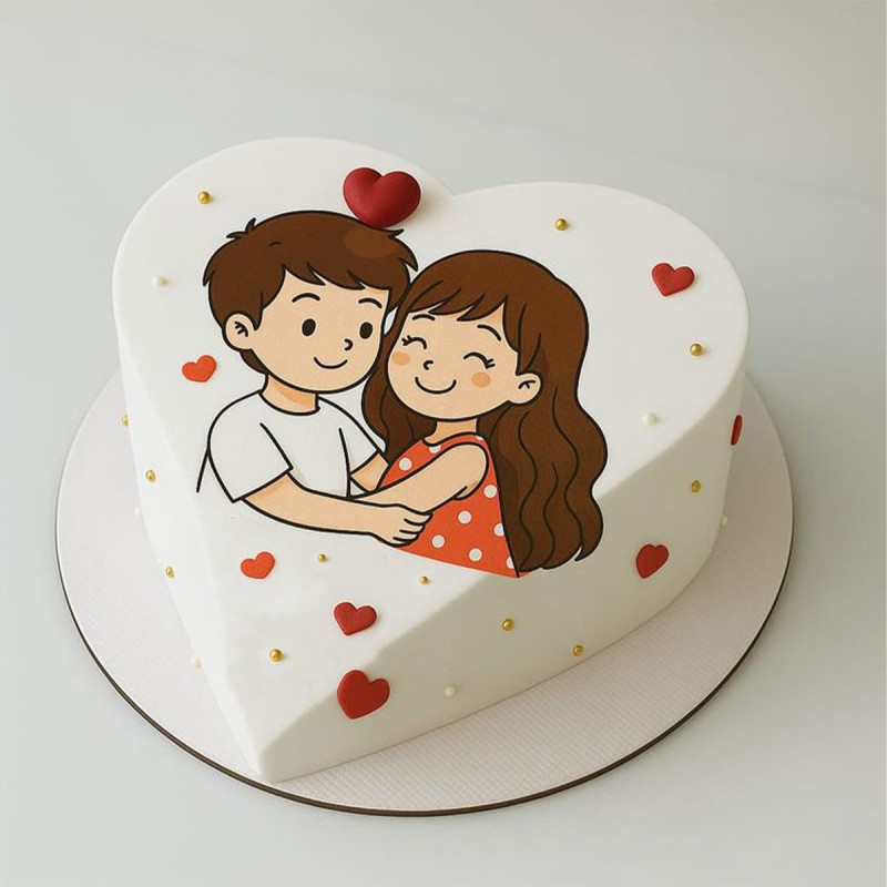 Two Hearts Love Cake
