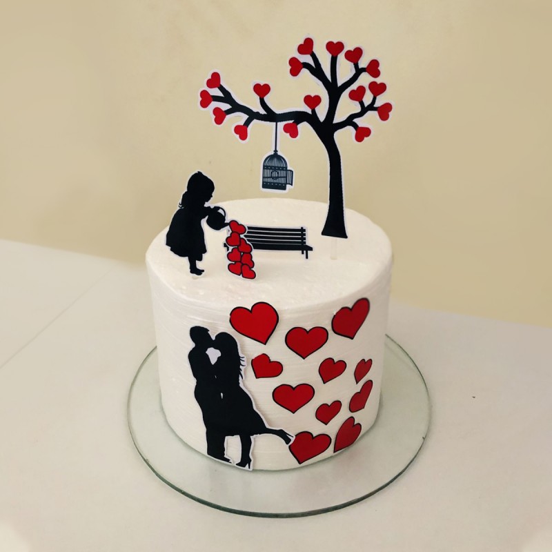 Romantic Heart Cake for Couple