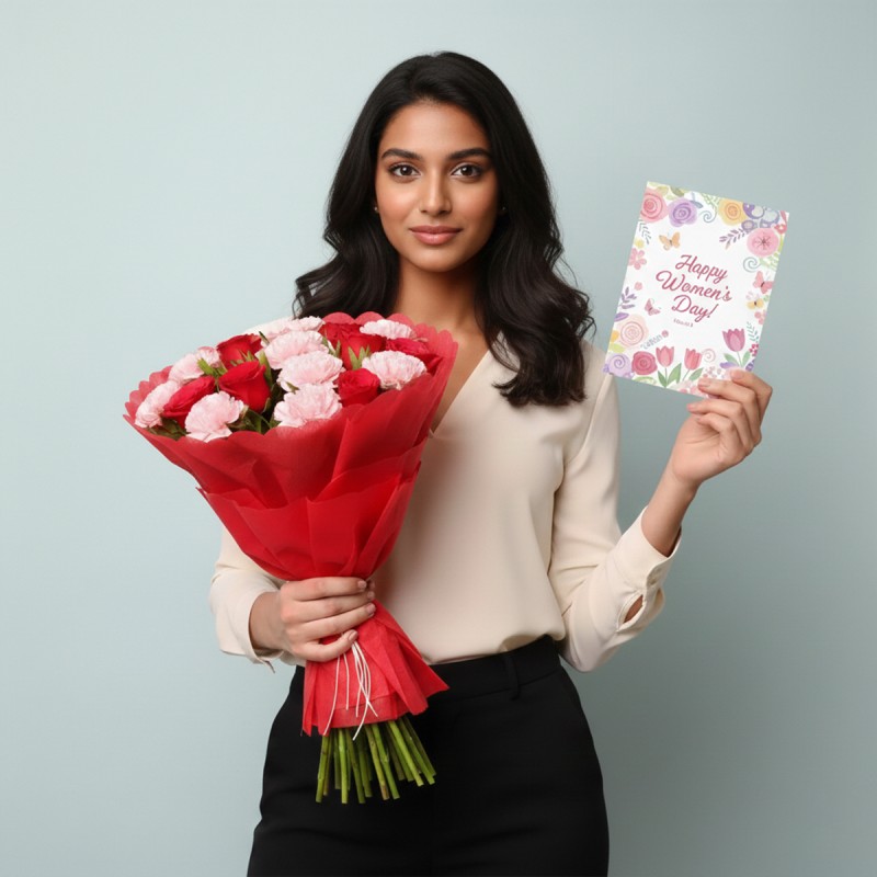 Womens Day Carnations Roses Bouquet