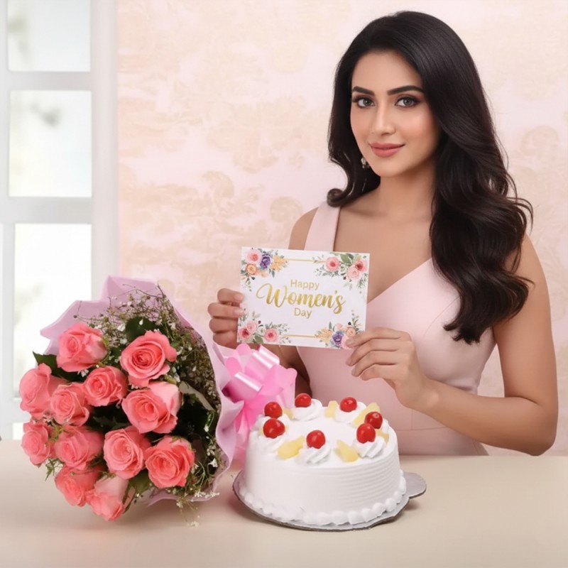 Cake and Roses for Womens Day