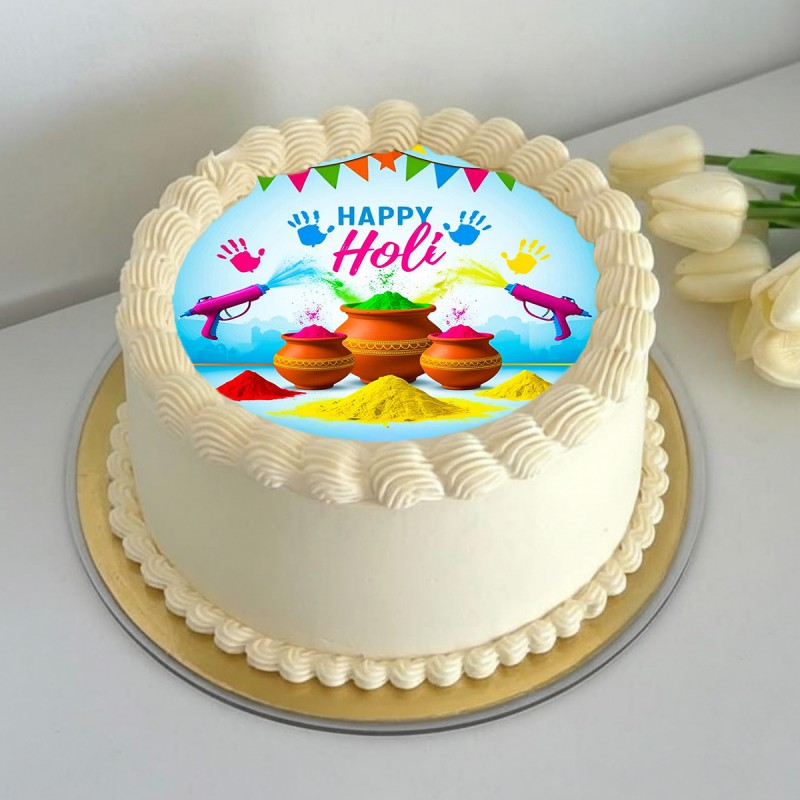Happy Holi Photo Cake