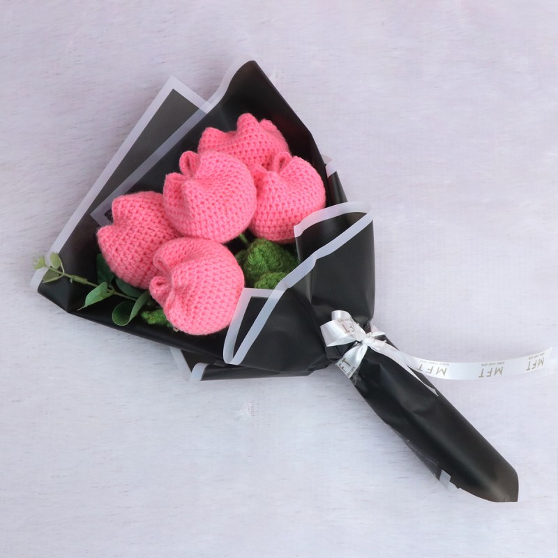 Pink Tulip Crochet Bouquet