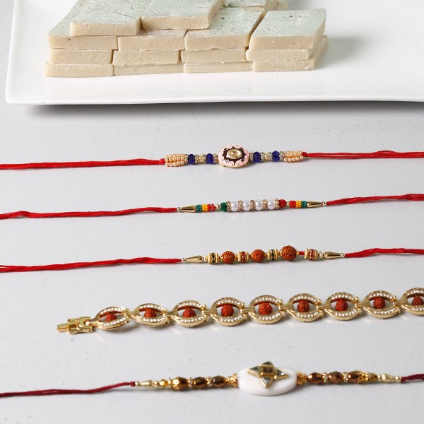 Kaju Katli And 5 Dazzling Rakhi Combo