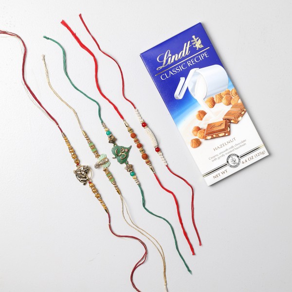 Lindt Choco Bar And Rakhi Set Of 5